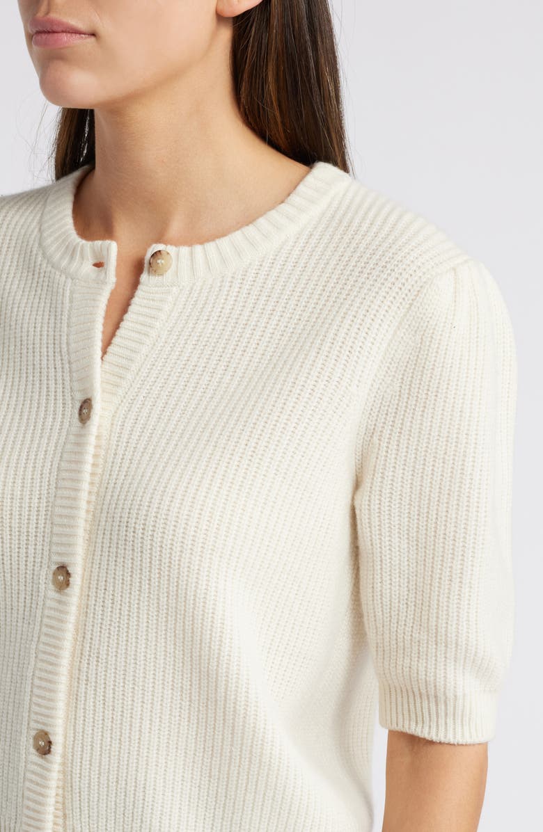 FRAME Shrunken Rib Wool & Cashmere Cardigan, Alternate, color, Cream