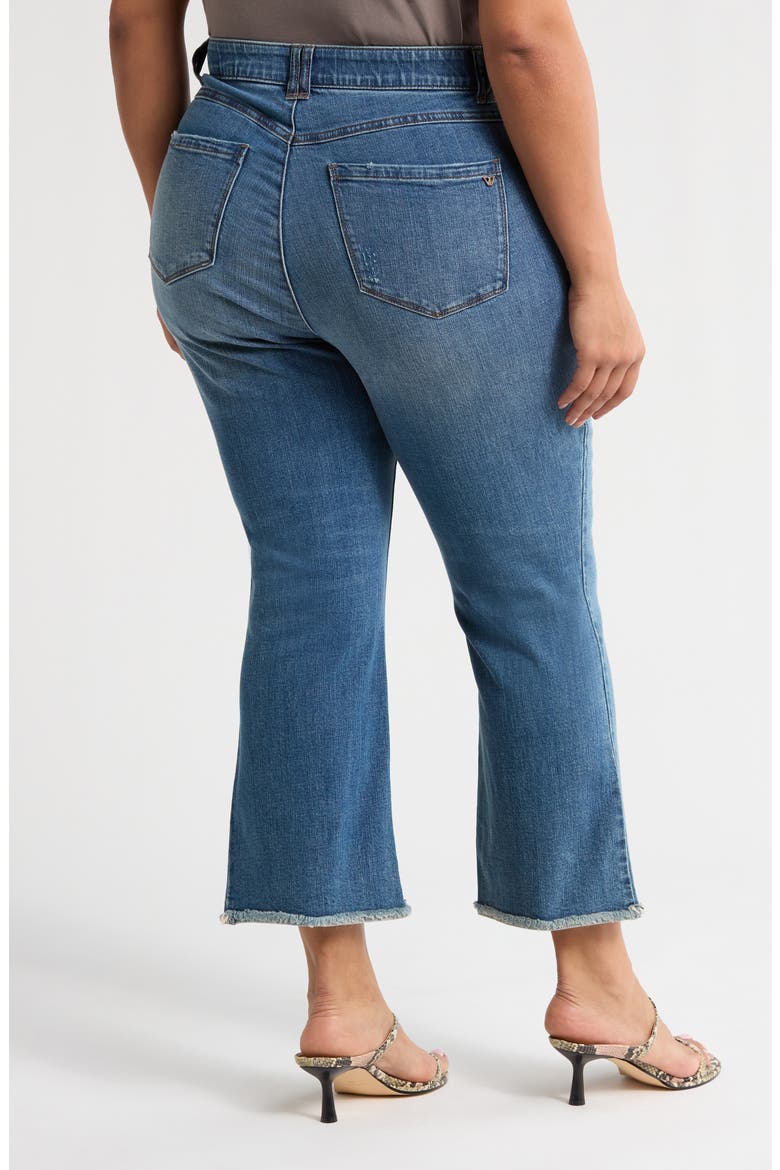 Frayed High Waist Ankle Slim Straight Leg Pants (Nordstrom Exclusive), Alternate, color, MID BLUE ARTISANAL