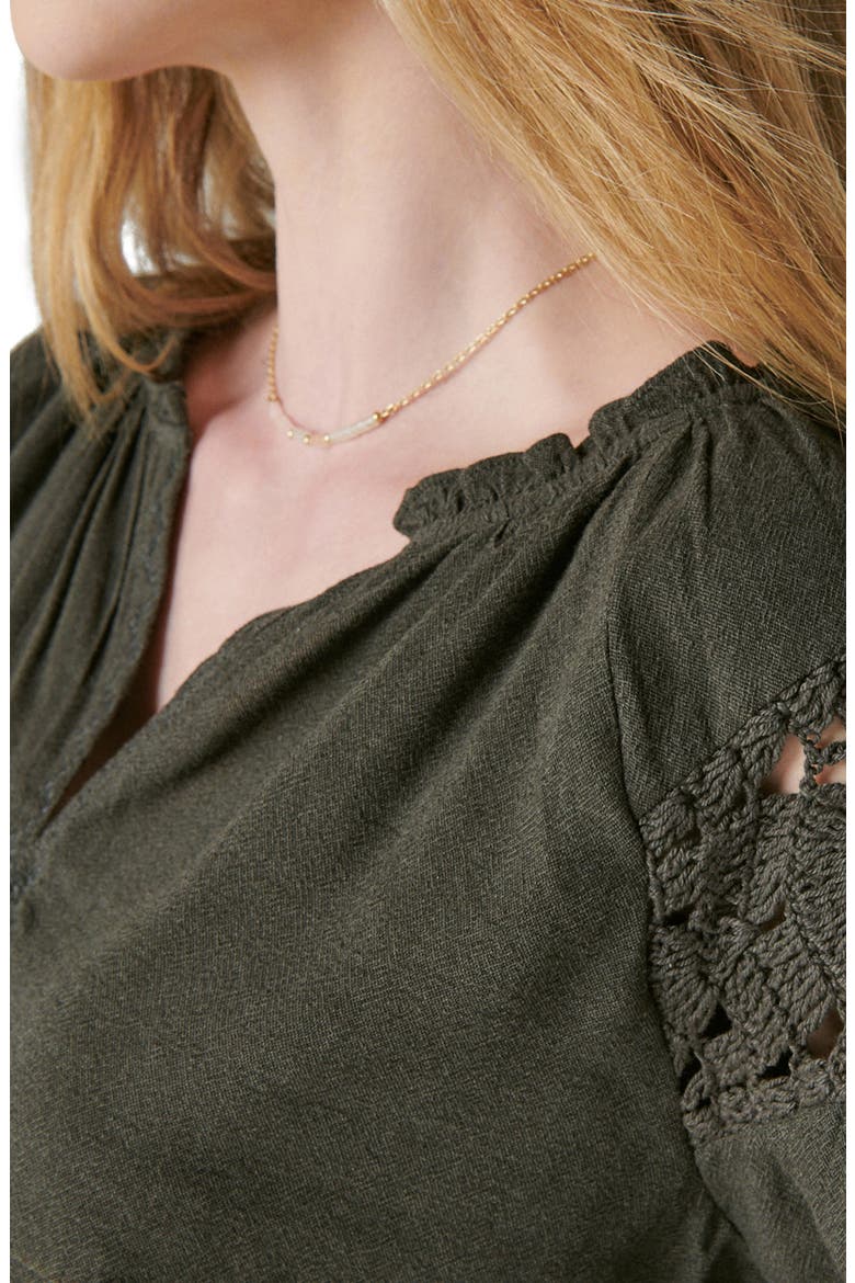 Crochet Trim Peasant Blouse, Alternate, color, RAVEN