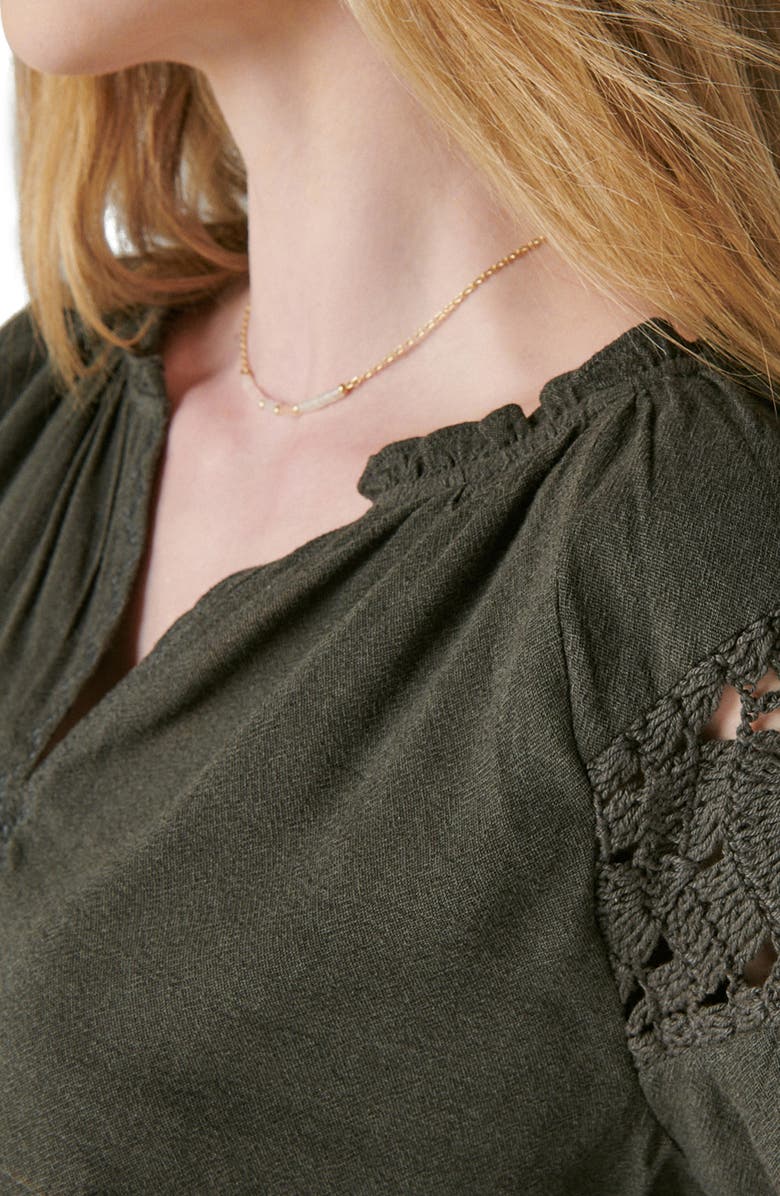 Lucky Brand Crochet Trim Peasant Blouse, Alternate, color, 