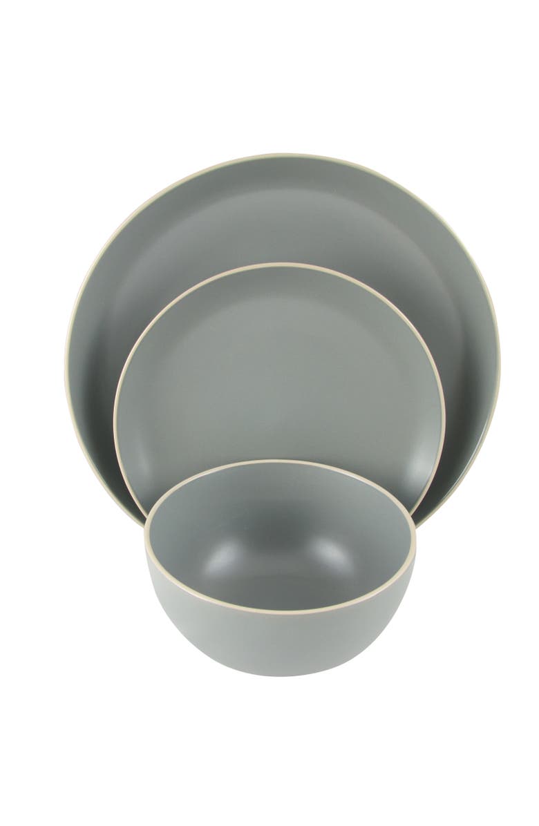 Gibson Home Rockaway 12 Piece Stoneware Dinnerware Set, Alternate, color, Grey