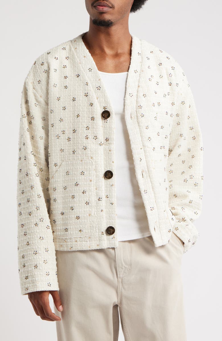 HONOR THE GIFT Oversize Beaded Cardigan, Main, color, White