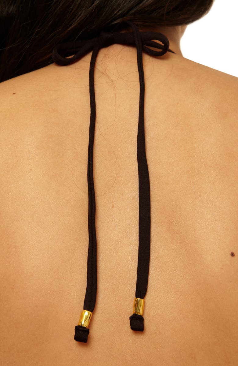 Trina Turk Bougainvillea Halter Bikini Top, Alternate, color, Black Multi