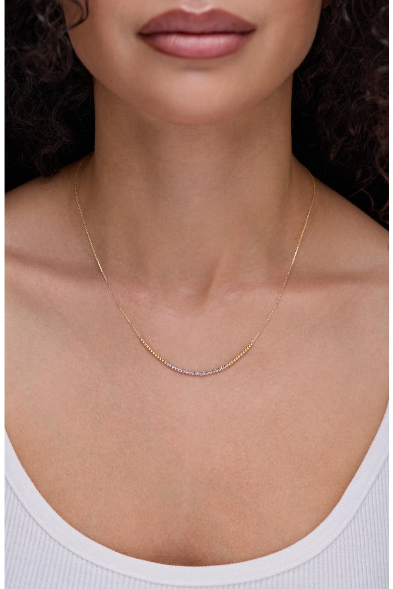 14K Gold Beaded Chain Necklace, Alternate, color, 14K WHITE YELLOW GOLD