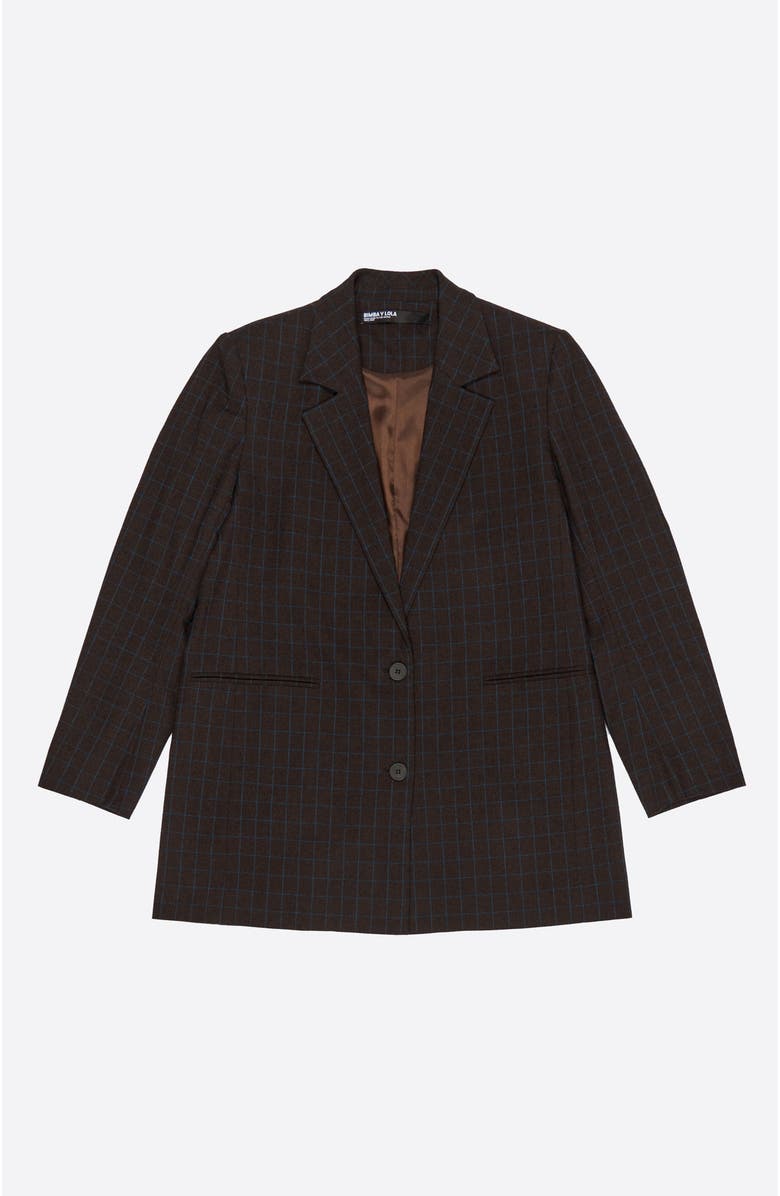 Bimba y Lola Checked Tailored Jacket, Alternate, color, Brown