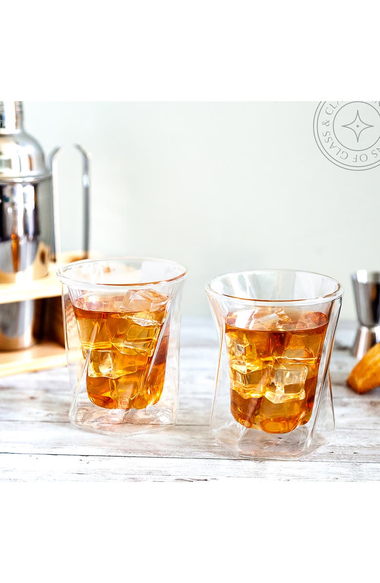 JoyJolt Lacey Double Old Fashioned Glass - Set of 4, Alternate, color, Clear