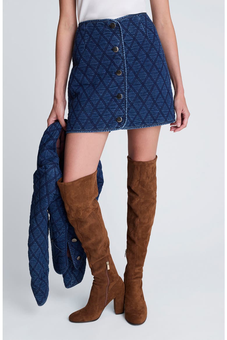 Quilted Miniskirt, Main, color, PACIFIC WASH