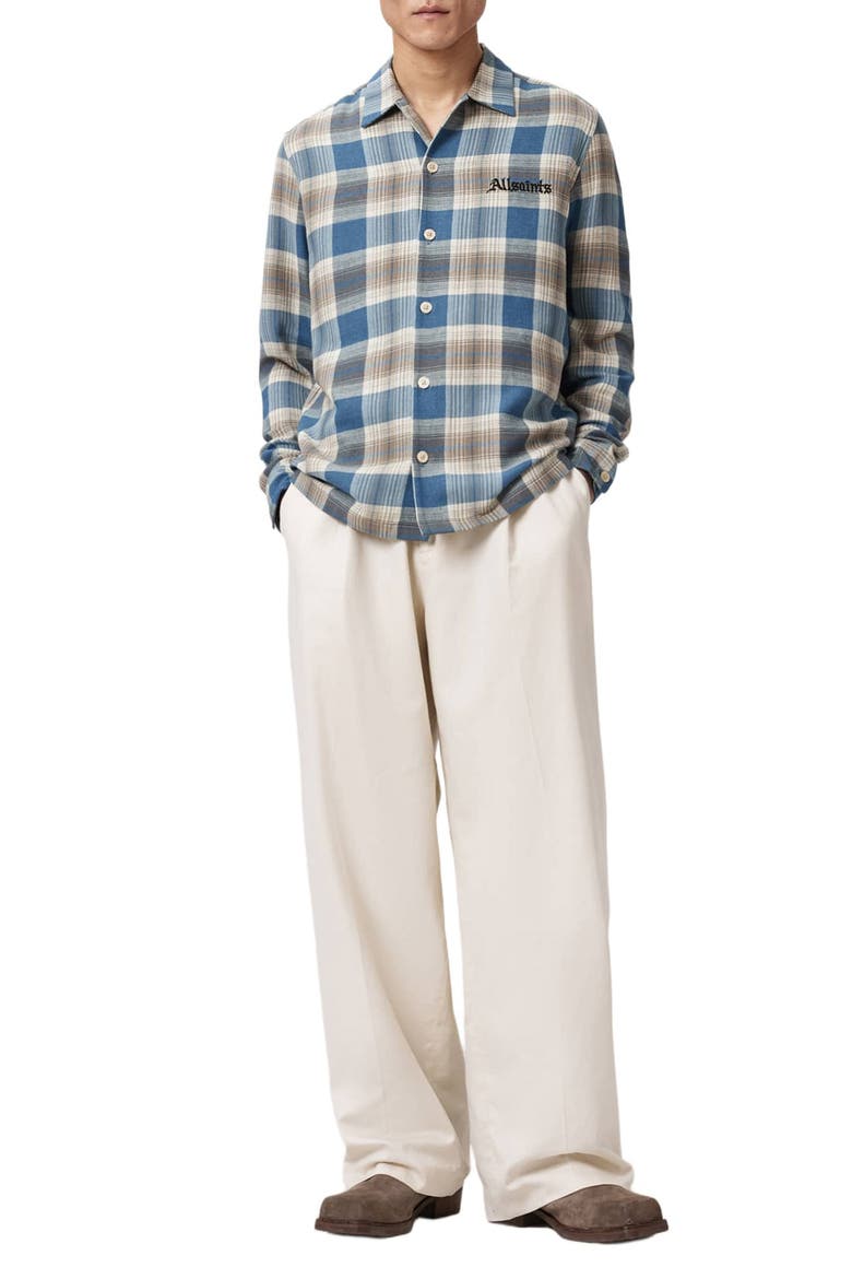 Alta Plaid Cotton Flannel Button-Up Shirt, Alternate, color, BLUE
