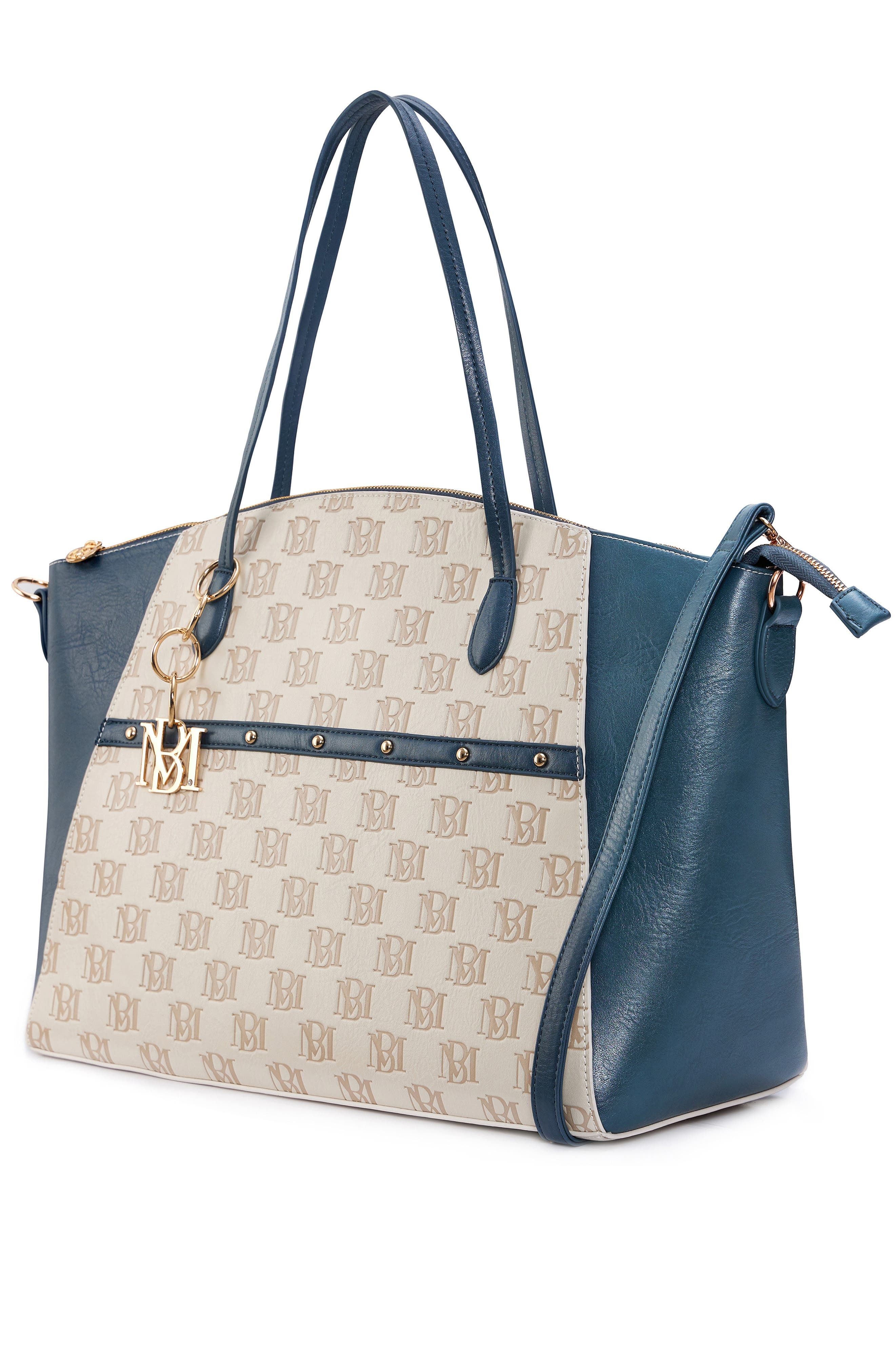 Caroline Vegan Leather Weekender Duffel Bag, Alternate, color, Champagne-Navy