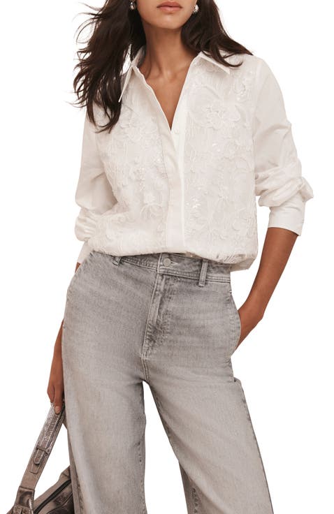 Sequin Lace Cotton Shirt