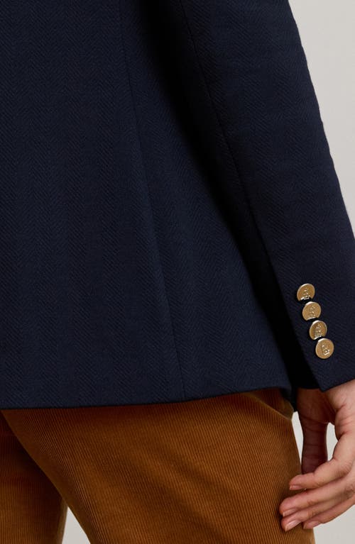 Ralph Lauren Womens Buckle Trim Herringbone Jacquard Blazer 0p 18 In Blue
