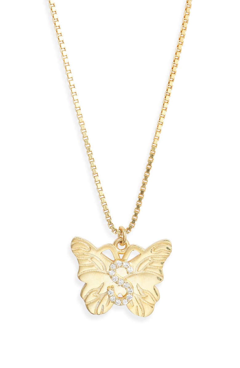 The M Jewelers The Butterfly Initial Pendant Nekclace, Main, color, Gold S