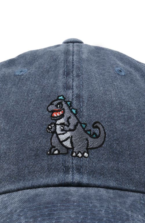 Dalix Giant Lizard Embroidered Dad Hat In Washed Navy Blue