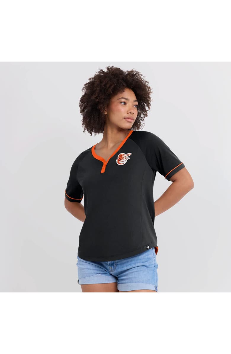 FANATICS Women's Fanatics Black Baltimore Orioles League Diva Star Raglan V-Neck T-Shirt, Alternate, color, Black