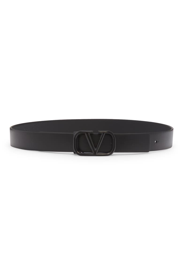 VLOGO Buckle Leather Belt, Main, color, NERO