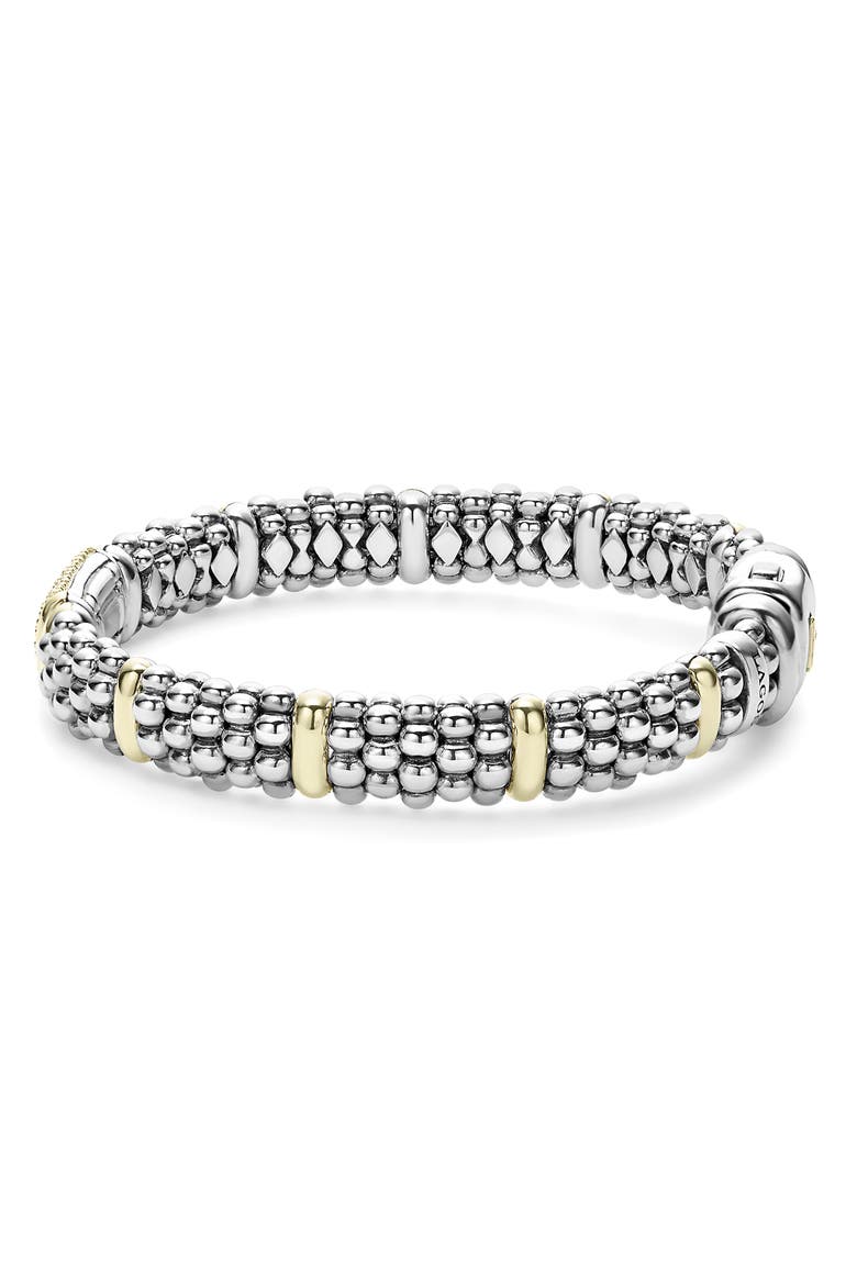 Signature Caviar Pavé Diamond Bracelet, Alternate, color, SILVER/GOLD