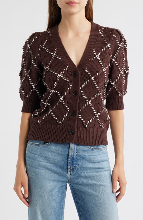 Rails Isla Whipstitch Elbow Sleeve Cardigan In Brown