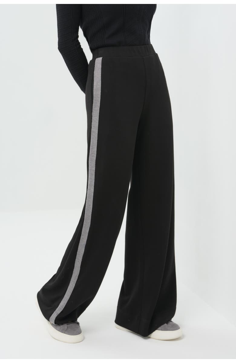 Anatomie Mita Double-Knit Travel Ponte Wide Leg Pant, Alternate, color, Black/Light Heather Grey