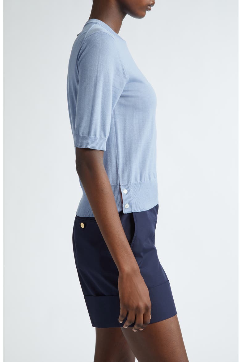 4-Bar Short Sleeve Wool & Cashmere Sweater, Alternate, color, LIGHT BLUE