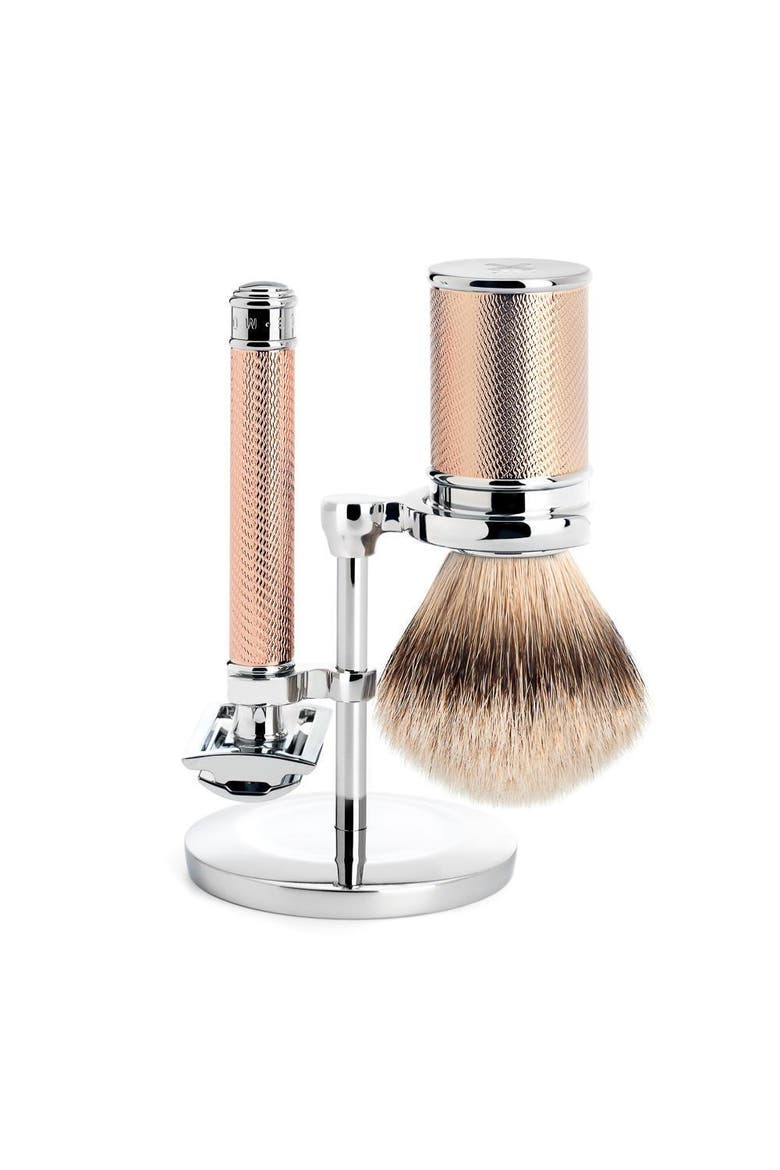 Rosegold Silvertip Badger & Closed Comb Safety Razor Shaving Set, Main, color, Rose Gold