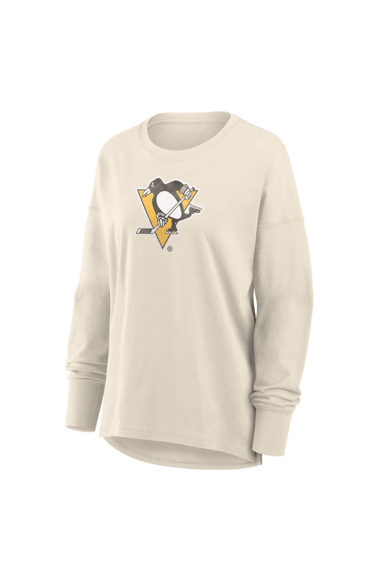 FANATICS Women's Fanatics Cream Pittsburgh Penguins Distressed Logo Long Sleeve T-Shirt, Alternate, color, Cream