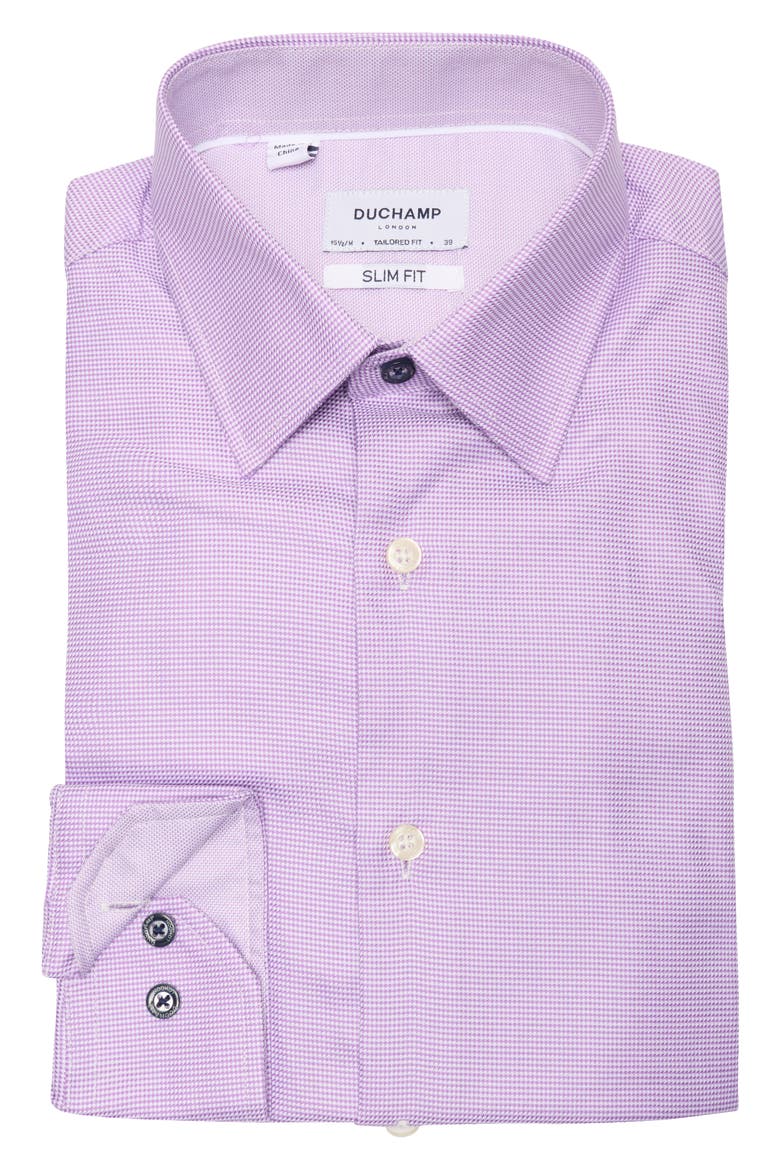 Slim Fit Textured Stretch Cotton Dress Shirt, Alternate, color, PURPLE