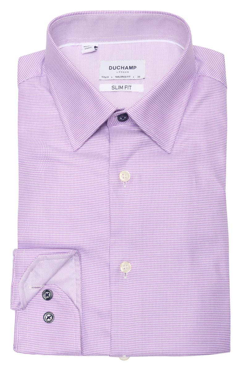 Duchamp Slim Fit Textured Stretch Cotton Dress Shirt, Alternate, color, Purple
