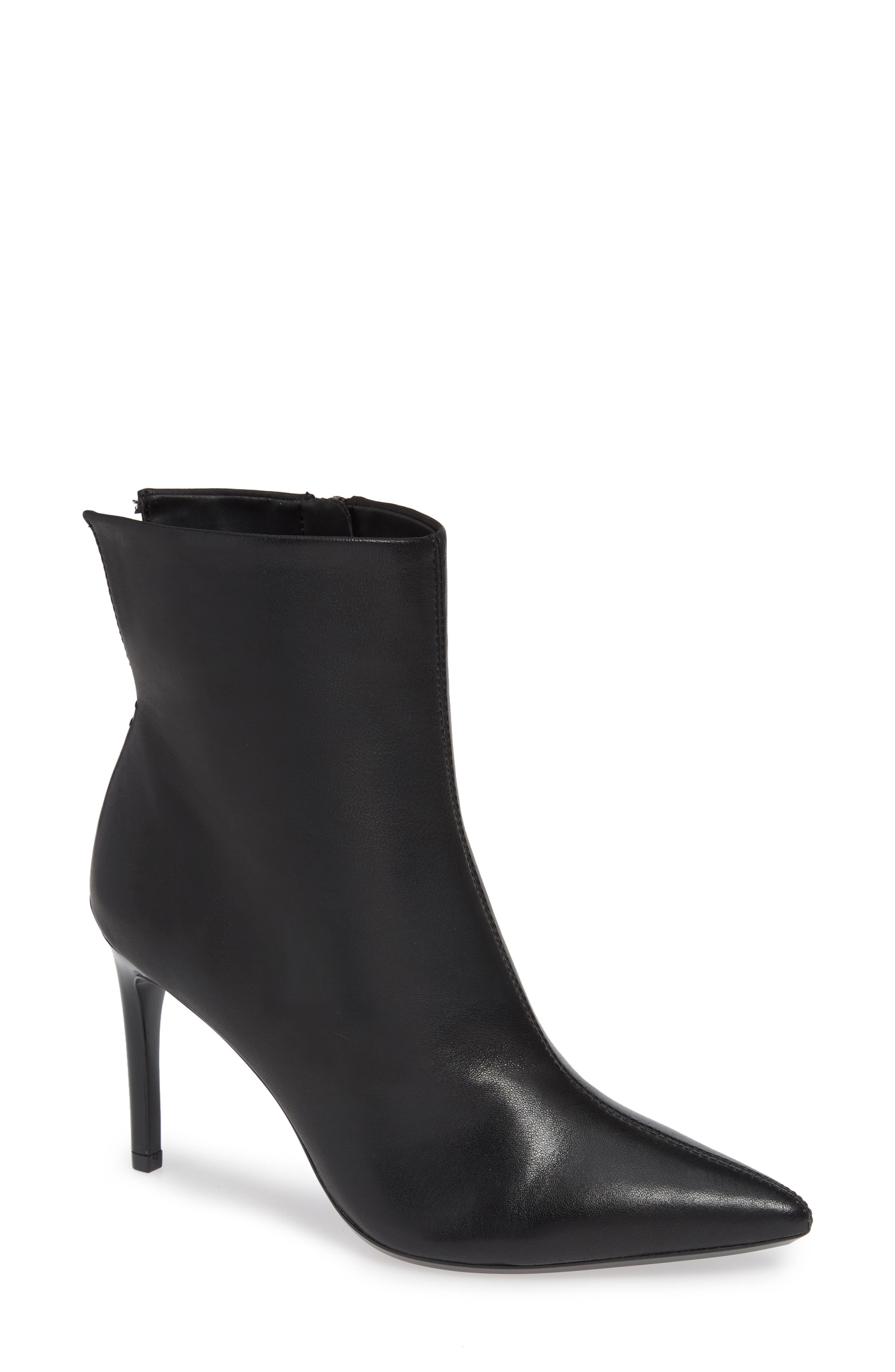 Revel Stiletto Bootie, Main, color, BLACK LEATHER