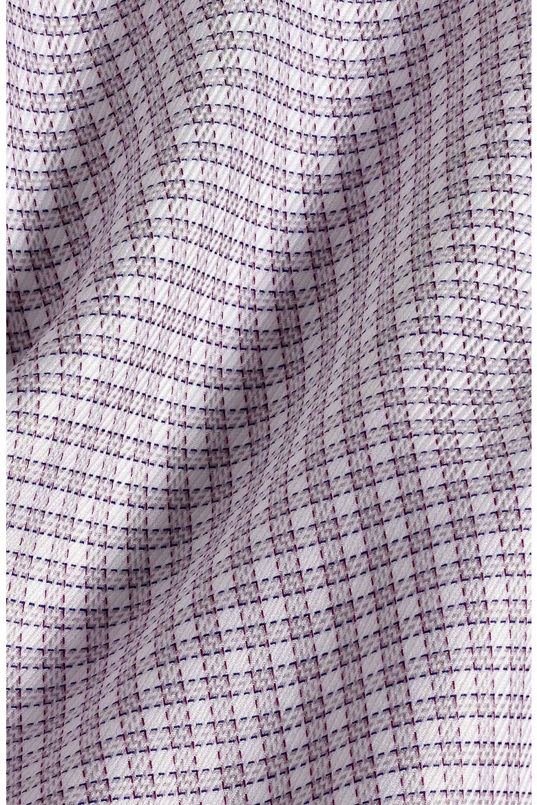 Trim Fit Textured Twill Check Dress Shirt, Alternate, color, GRAY/ BERRY