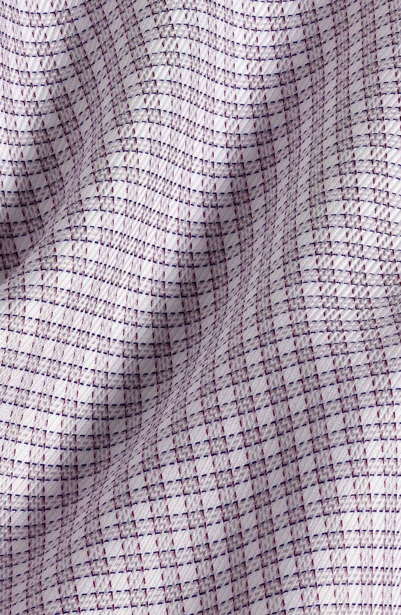 David Donahue Trim Fit Textured Twill Check Dress Shirt, Alternate, color, Gray/ Berry