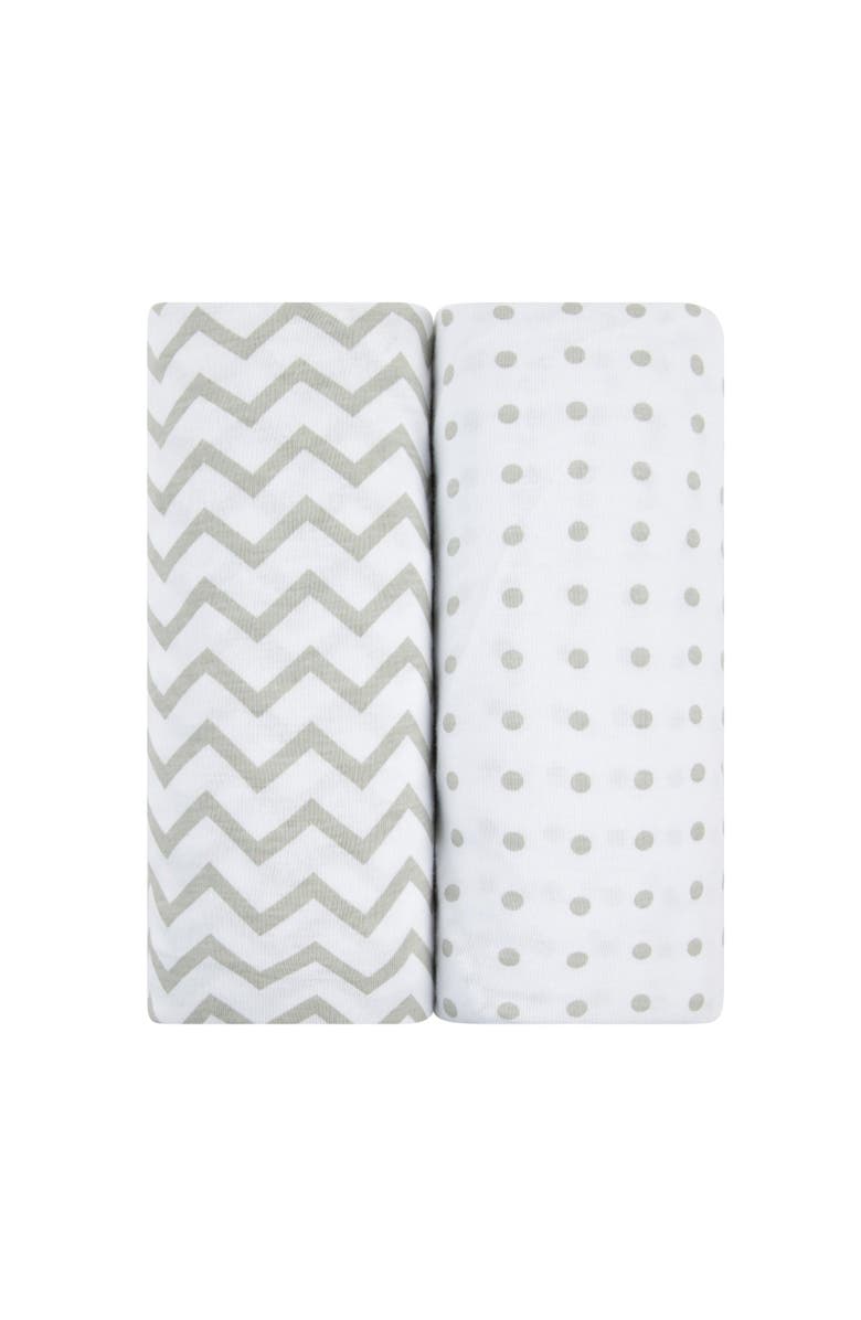 Ely's & Co. Baby Fitted Waterproof Bassinet Sheet 2 Pack, Main, color, Grey Chevron & Polka Dot
