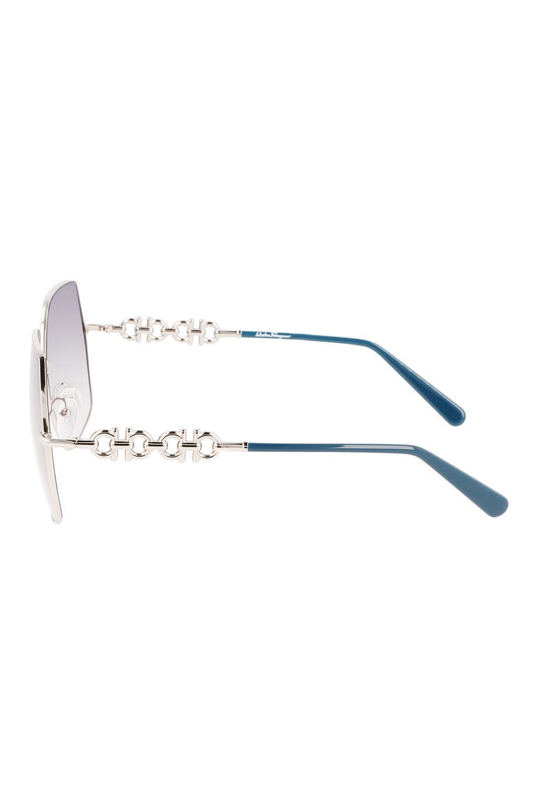 Gancini 61mm Gradient Rectangular Sunglasses, Alternate, color, SILVER/BLUE