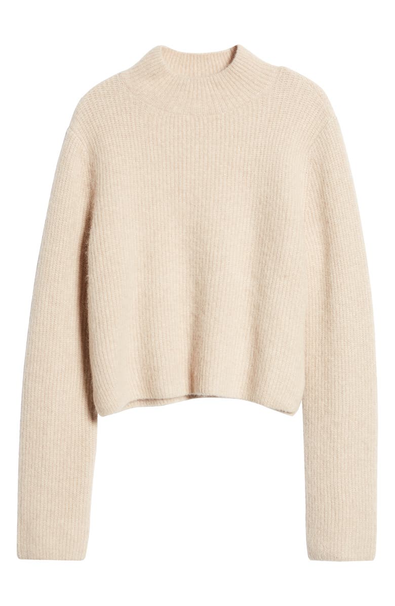 & Other Stories Boxy Mock Neck Rib Sweater, Alternate, color, Beige