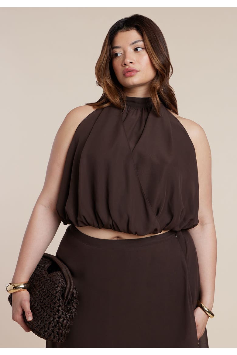 High Neck Bubble Top, Alternate, color, CHICORY COFFEE