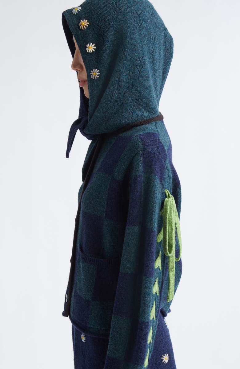 YanYan Daisy Lambswool Boxy Jacket with Removable Tie Hood, Alternate, color, Navy