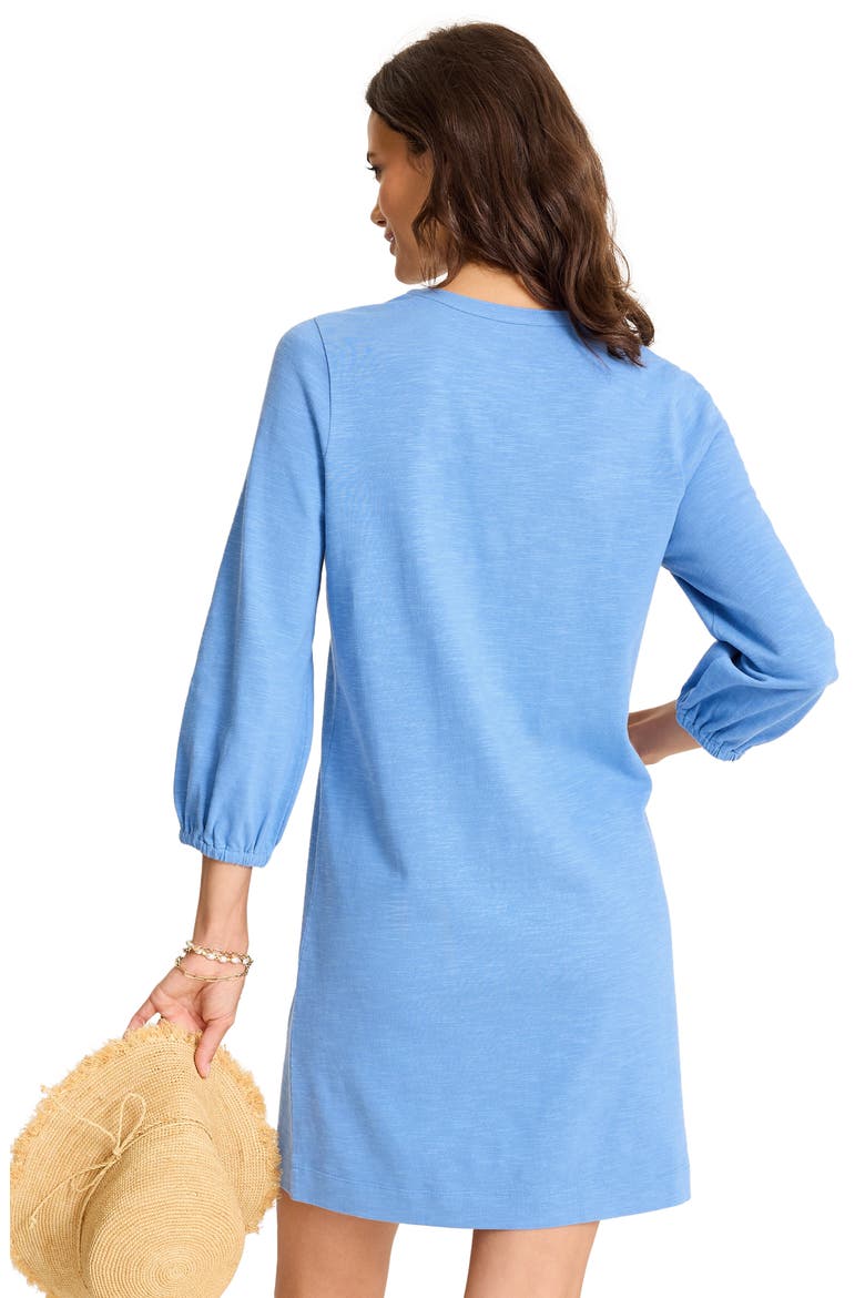 Sunset Harbor Embroidered Cotton Dress, Alternate, color, BLUE MONDAY