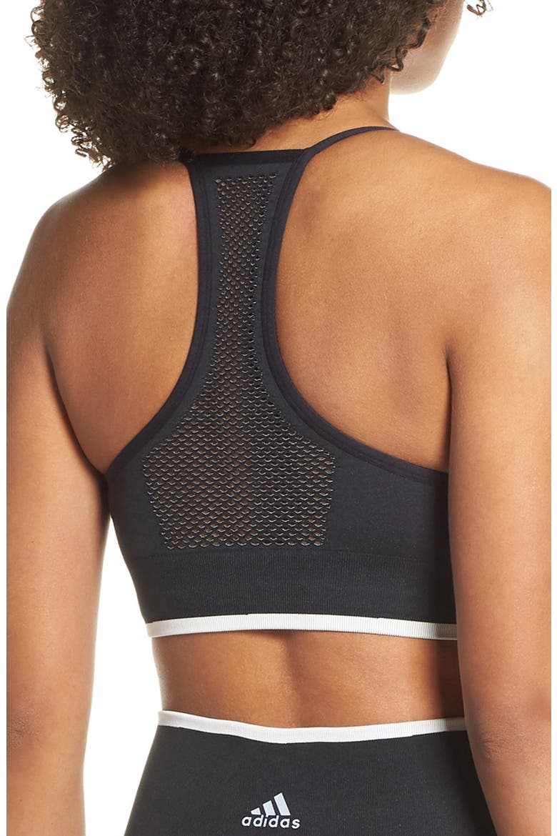 All Me Primeknit FLW Sports Bra, Alternate, color, BLACK/ WHITE