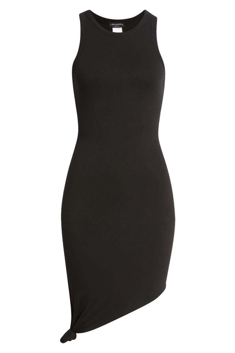Side Tie Asymmetric Hem Tank Dress, Alternate, color, BLACK