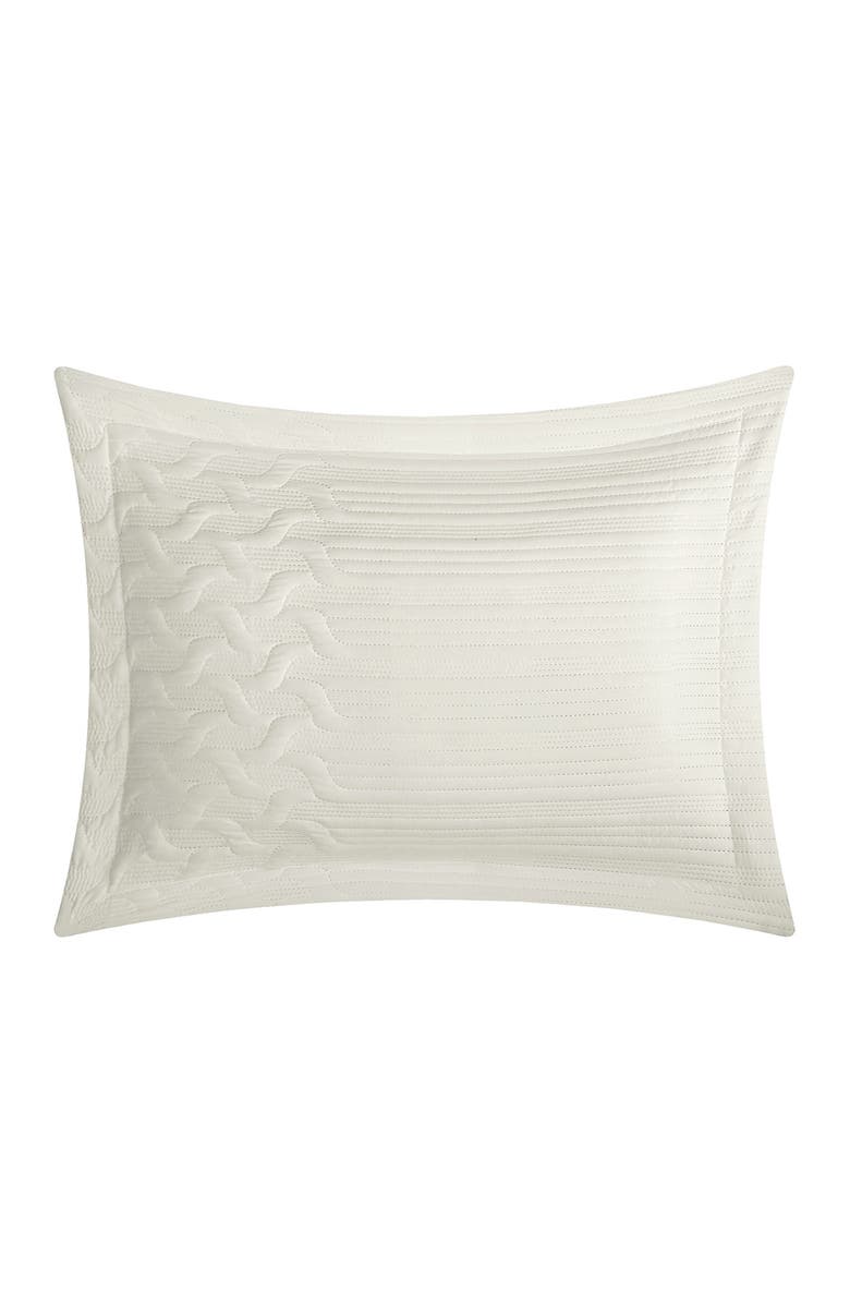 CHIC Jazmaine Embossed & Embroidered Geometric Interlaced Pattern King Comforter Set - Beige, Alternate, color,