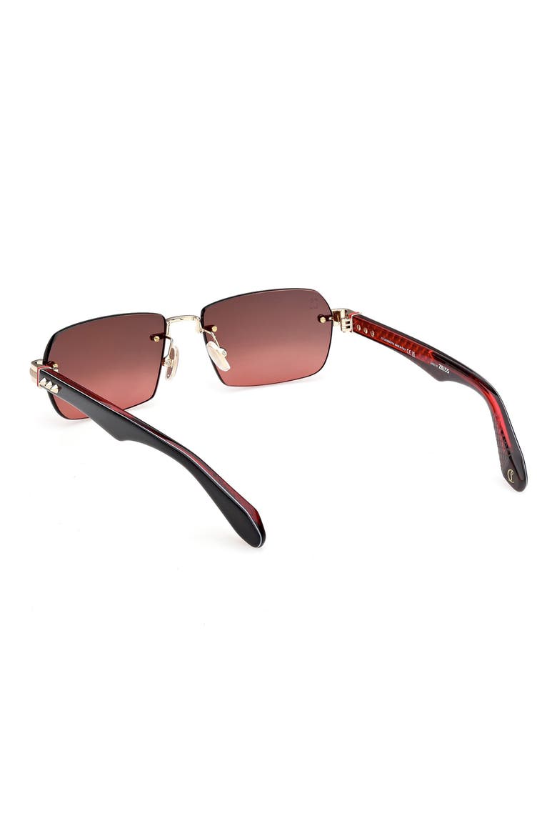 56mm Rectangular Sunglasses, Alternate, color, GOLD/ BLACK/ RED/ SMOKE