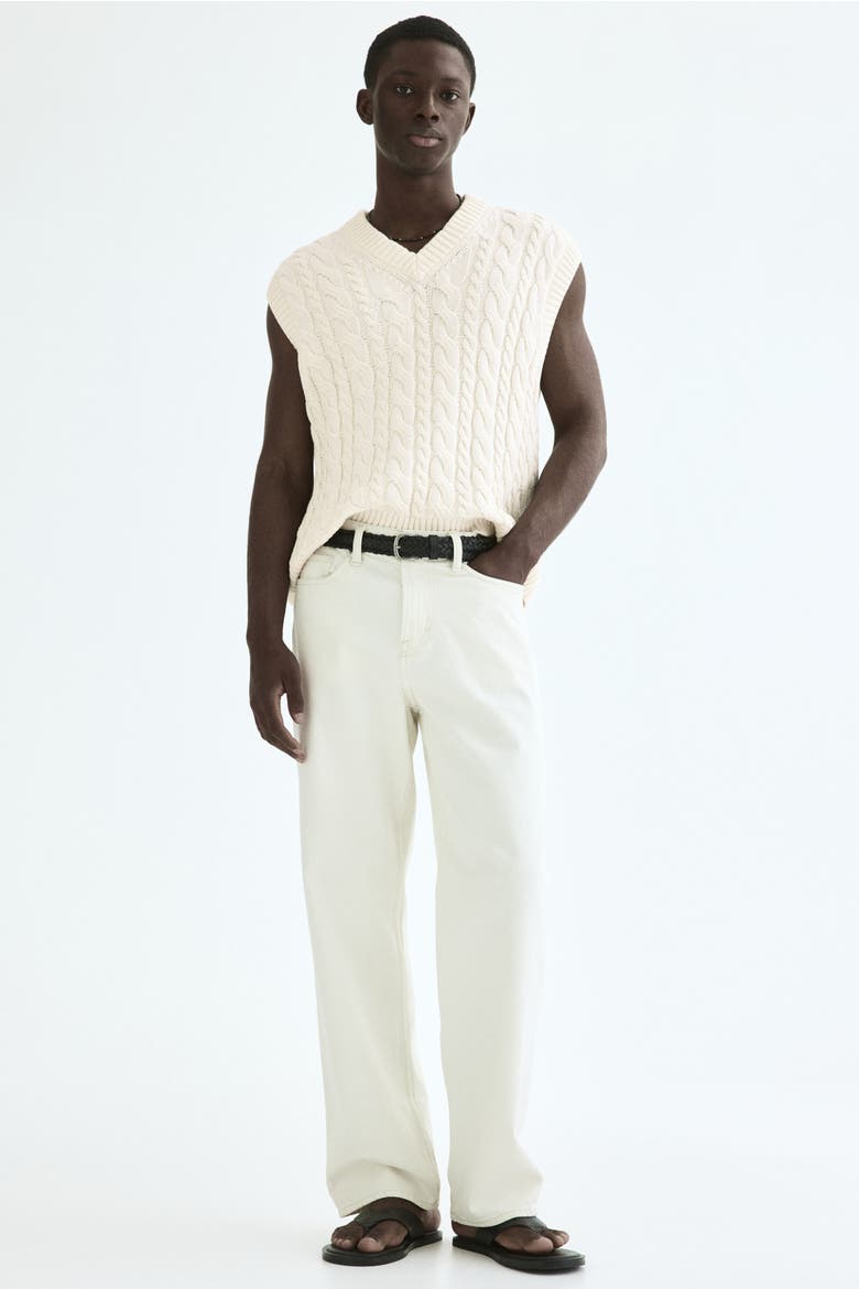 Relaxed-fit Cotton Sweater Vest, Alternate, color, Cream