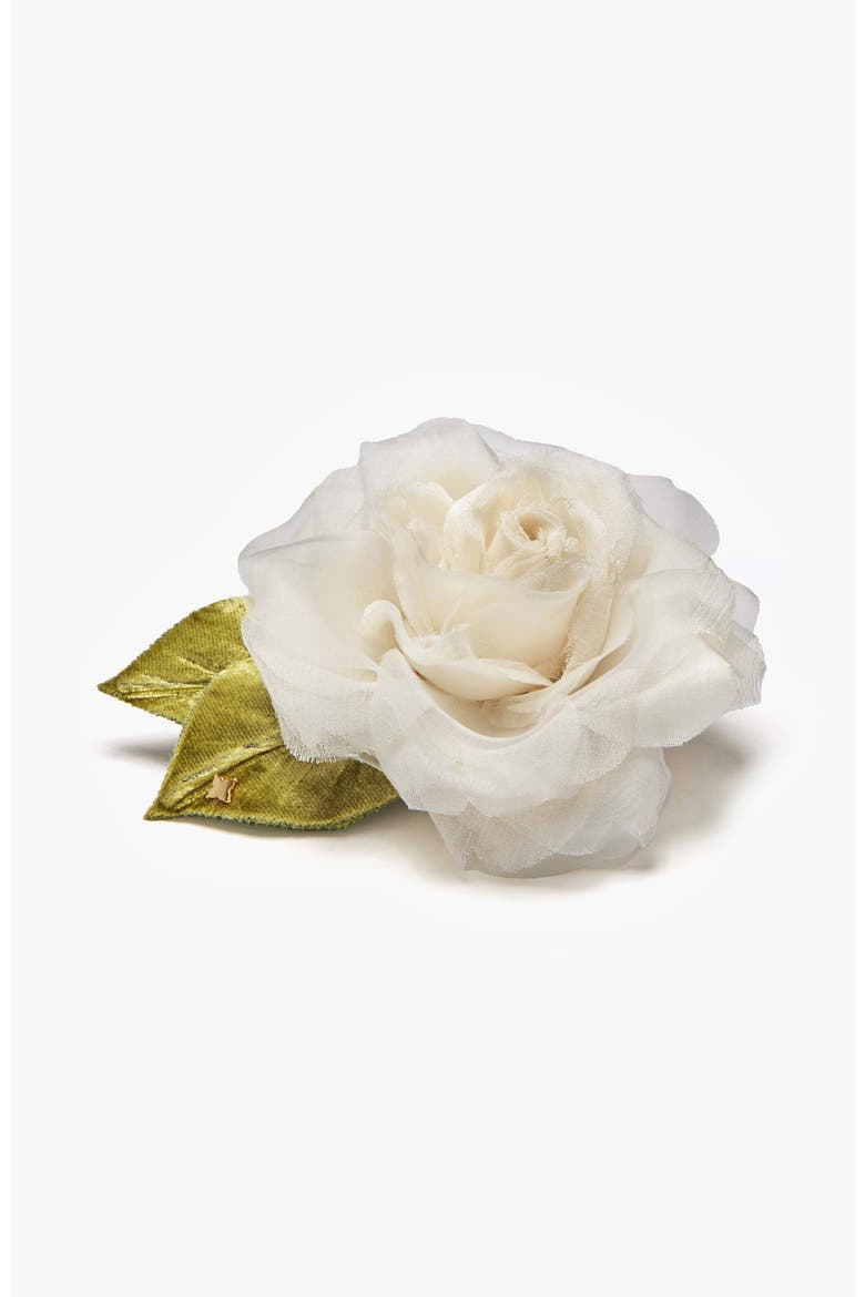 The White Rose Floral Brooch, Alternate, color, White