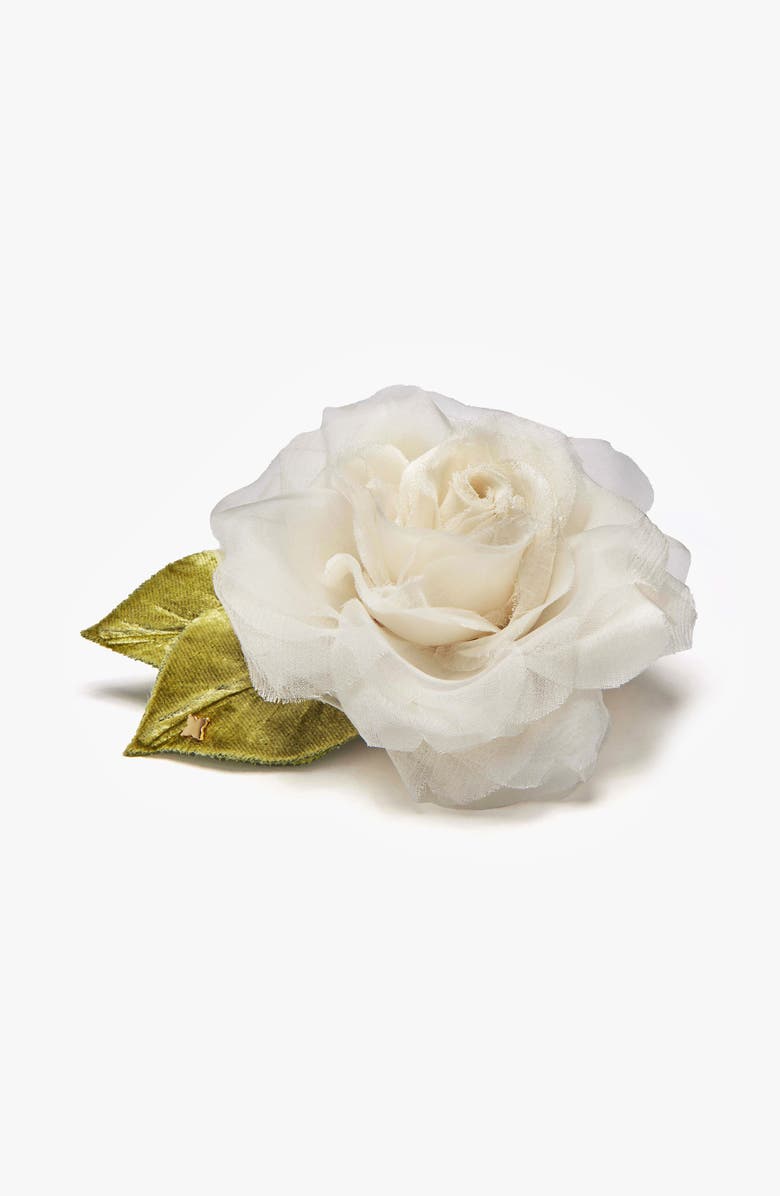 Helena Simon The White Rose Floral Brooch, Alternate, color, White