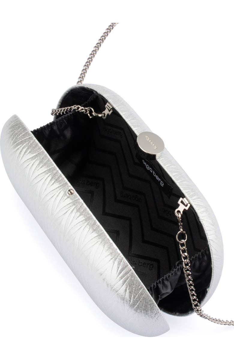 Olga Berg Izza Oval Frame Clutch, Alternate, color, Silver