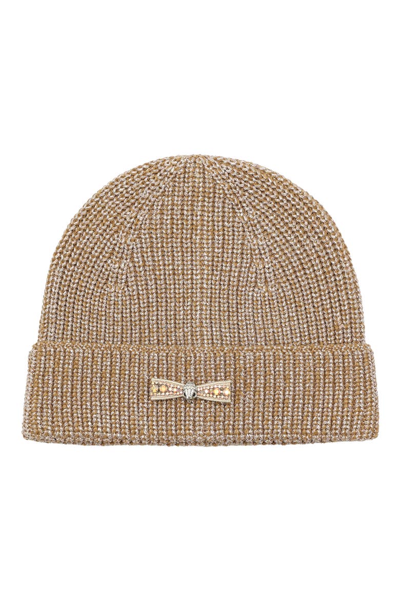 Micro Bow Cuff Beanie, Main, color, CAMEL