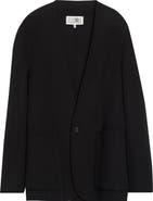MM6 Maison Margiela Collarless Single Breasted Virgin Wool Blazer