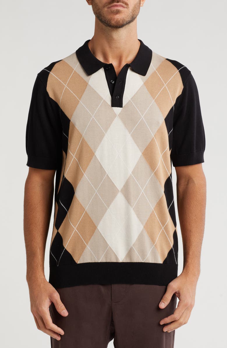 TRUTH Argyle Short Sleeve Sweater Polo, Main, color, 
