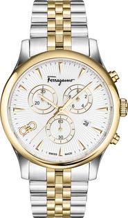 FERRAGAMO Duo Chronograph Two-Tone Bracelet Watch, 42mm