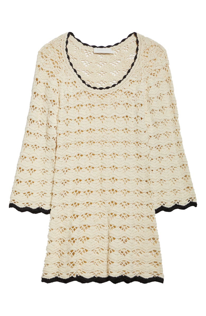 Zimmermann Rhiannon Crochet Cotton Minidress, Alternate, color, Cream/ Black