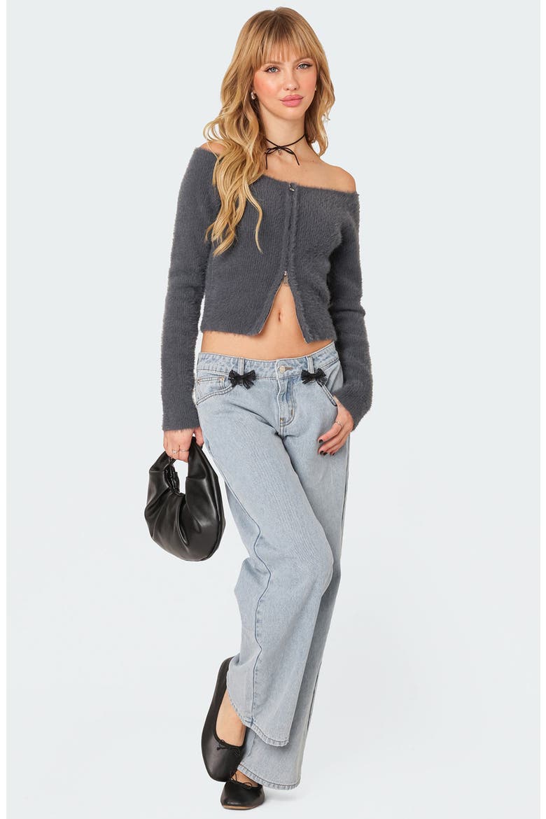 Sonia Off the Shoulder Cardigan, Alternate, color, DARK-GRAY
